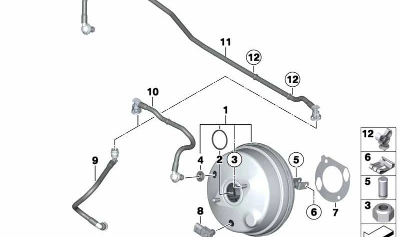 Tubo a vuoto (Unterdruckleitung) OEM 11667602557 per BMW F25 (X3), F26 (X4). BMW originale.