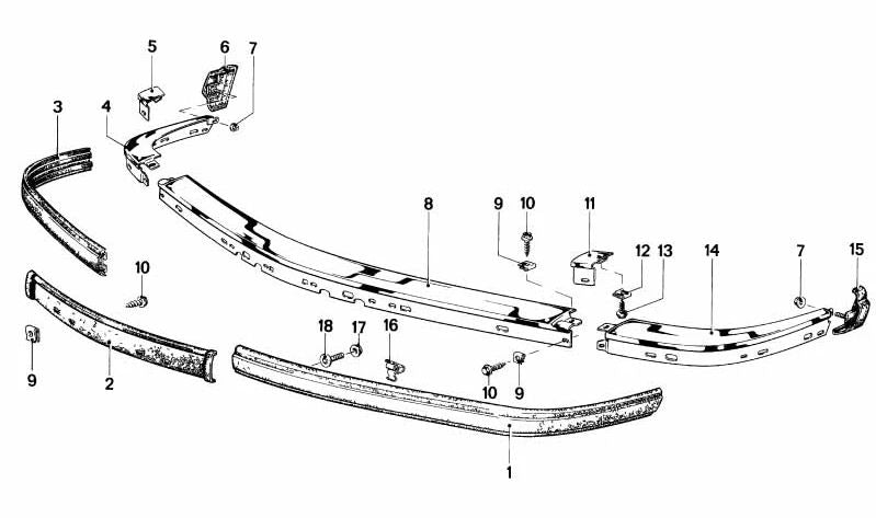 Moldura paragolpes delantera derecha OEM 51111900192 para BMW E23. Original BMW.