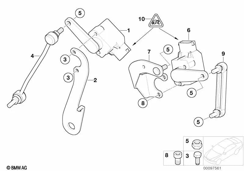 Articolazione angolare frontale per BMW E65, E66 (OEM 31126755466). BMW originale