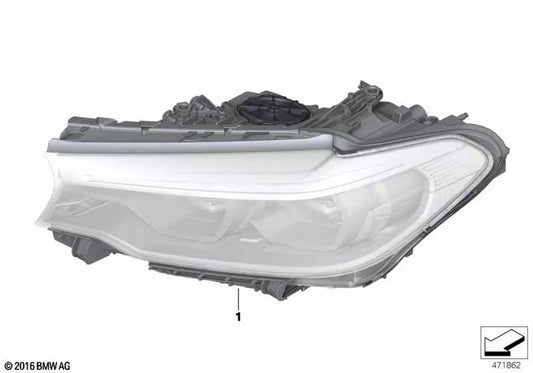 AHL LED headlight high beams right OEM 63117214966 for BMW 5' G30, F90 M5. Genuine BMW.
