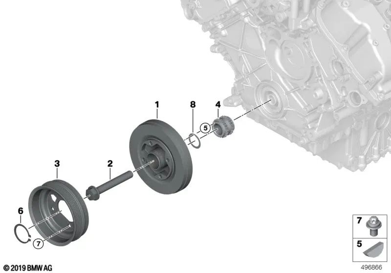 Anel de retenção OEM 07119906458 para BMW 5' F10, 6' F12, 7' F01, X5 E70, X6 E71... e muito mais. BMW genuíno.