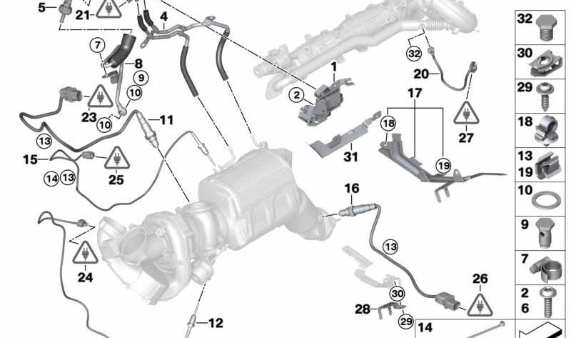 Sensor de presión de gases de escape OEM 13627808013 para BMW E81, E82, E87, E88, E90, E91, E92, E93, E60, E61, F07, F10, F11, F01, F02, E84, E83, E70, E71. Original BMW.