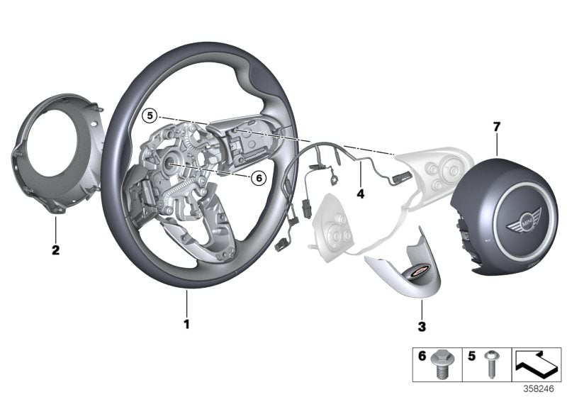 Volante deportivo de cuero OEM 32306996048 para MINI F56, F55, Clubman F54, Cabrio F57, Countryman F60... y más. Original MINI.