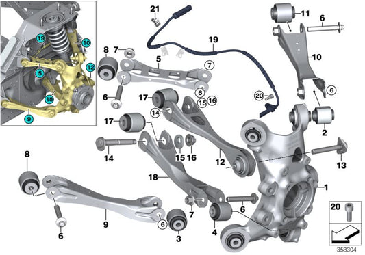 Rubber silentblock OEM 39206874232 per BMW I3 (I01, I01N). Piego BMW originale per la sospensione posteriore. Ideale per risolvere il rumore o l'usura sul retro del veicolo. BMW originale.