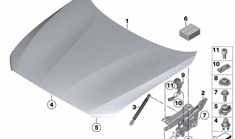 Active Front Bonnet Gas Strut for BMW F23, F23N, F34 (OEM 51217271304). Original BMW.