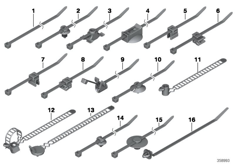 Brida sujeta cables OEM 61131382243 para BMW {E36,E46,E60,E61,E63,E64,E70,E71,E81,E82,E83,E84,E85,E86,E87,E88,E89,E90,E91,E92,E93,F01,F02,F04,F06,F07,F10,F11,F12,F13,F15,F16,F20,F21,F25,F26,F30,F31,F32,F34,F39,F45,F46,F48,F55,F56,F57,F60,G01,G02,G05,