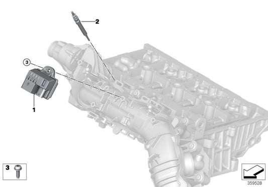 Bujía de precalentamiento OEM 12238572135 para BMW F20, F21, F45, F46, F48, F54, F55, F56, F57, F60. Compatible con motores diésel B37. Original BMW.