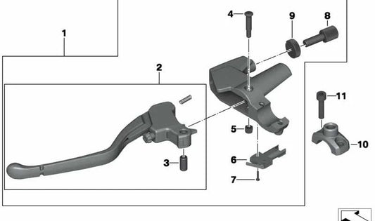 OEM clutch lever 32727705606 for bmw f 700 gs motorcycles, F 800 GT, F 800 S, F 800 ST, F 650 GS, F 800 GS. Original BMW Motorrad.