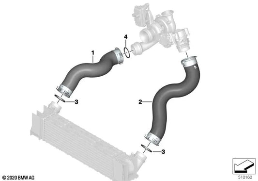 Tubo do intercooler para BMW G01, G02 (OEM 11618584547). BMW originais.
