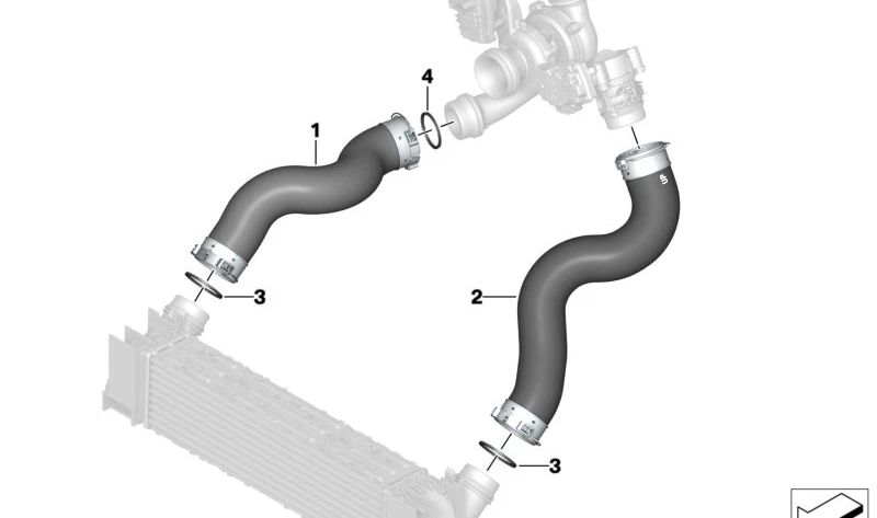 Charge Air Duct for BMW X3 G01, G01N, X4 G02, G02N (OEM 11618584545). Original BMW