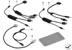 Cable adaptador Apple iPhone/iPod OEM 61122458607 para BMW E60, F10, E90, F30... y más. Original BMW.