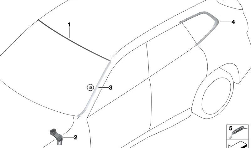 Canaleta recogeagua izquierda OEM 51319478897 para BMW X1 (U11, U12). Pieza original BMW.