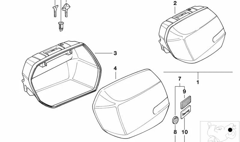 Maleta Sistema City Izquierda OEM 46542317243 para BMW R1100RT, R850RT, R1150RT. Original BMW Motorrad.