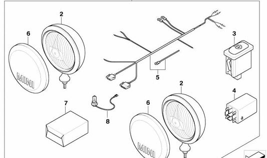 Caperuza para faro suplementario OEM 63120144065 para MINI R50, R52, R53. Original MINI.