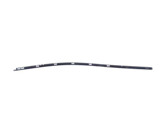 Embellecedor marco superior ventana puerta delantera izquierda OEM 51337897667 para BMW E60 y E61. Acabado negro brillante. Original BMW.