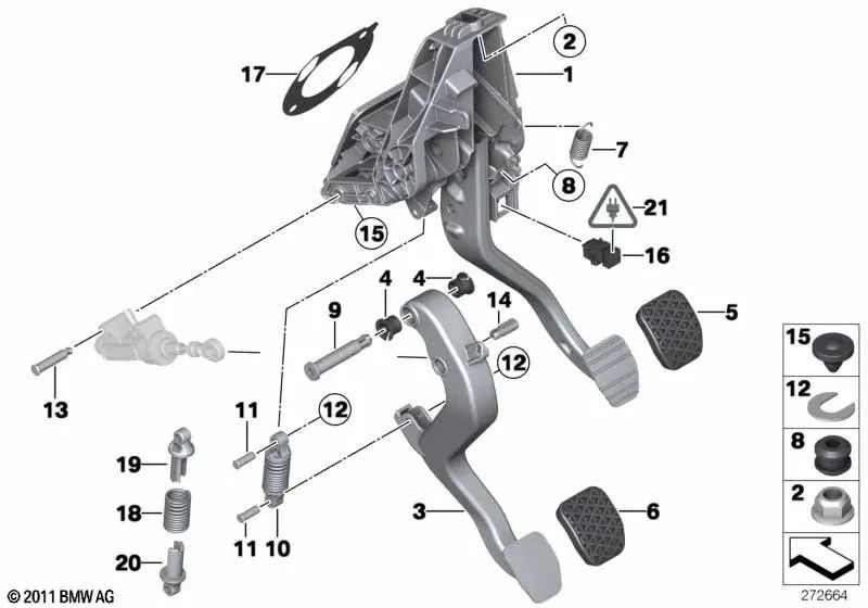 Parafuso do pedal da embreagem OEM 35306759942 para BMW E60, F10, E63, F06, X3 F25, X4 F26... e muito mais. BMW genuíno.