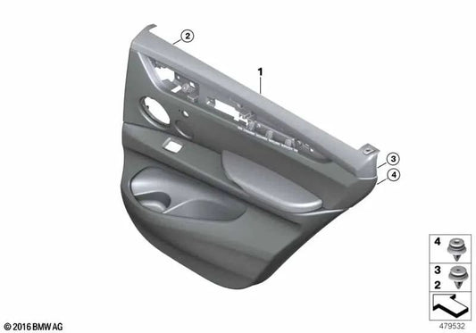 Revestimiento de puerta trasera derecha para BMW X6 F86 (OEM 51428068400). Original BMW