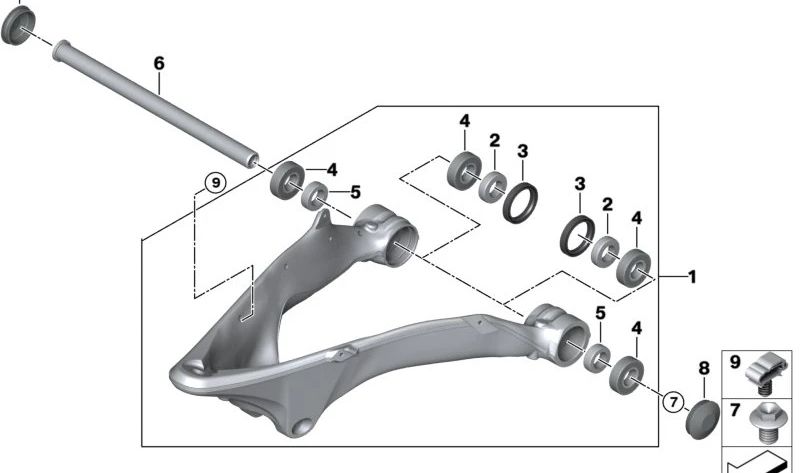 Casquillo distanciador derecho OEM 31428545044 para motos BMW R1200GS, R1250GS, R1200RT... y más. Original BMW Motorrad.