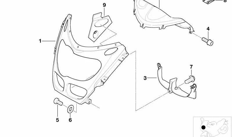 Tapa derecha del espejo retrovisor OEM 46637687618 para BMW Motorrad R 1100 S (R259) 1998-2005. Pieza original BMW Motorrad.