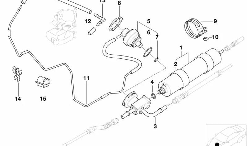 Soporte de manguera OEM 11727831612 para BMW Z8 (E52). Original BMW.