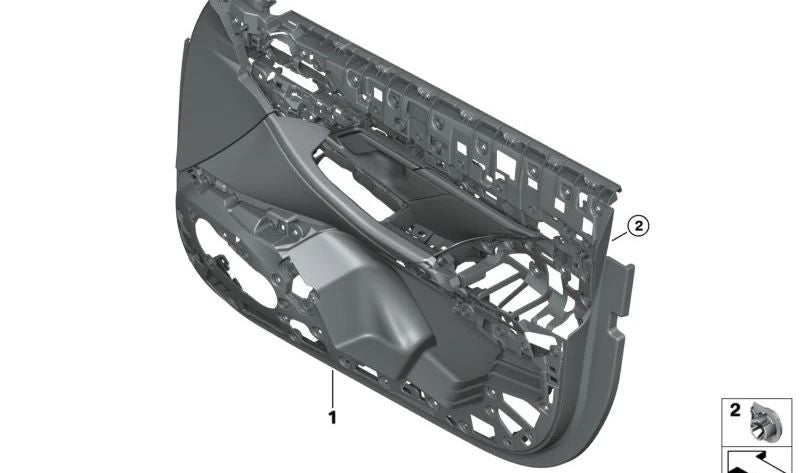 Panel interior puerta delantera derecha OEM 51415A93714 para BMW G60, G61, G90. Original BMW.