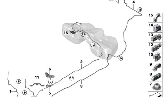Sensor de presión de combustible OEM 13539897156 para MINI {F65, F66, U25} y BMW {F70, U06, G20N, G21N, G22N, G23N, G26N, G60, G70, U11, U10, G45, G05N, G06N, G07N}. Original MINI y BMW.