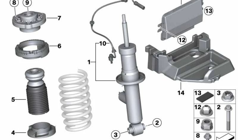 Soporte superior de suspensión delantera OEM 31306795082 para BMW F07, F10, F11, F12, F13, F26. Original BMW.