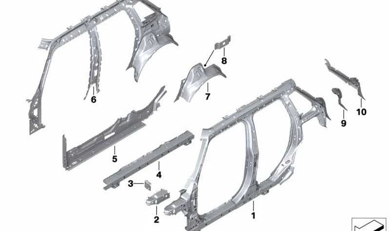 Aleta interior trasera derecha OEM 41007408804 para MINI F55, F56, F57. Recambio original MINI.