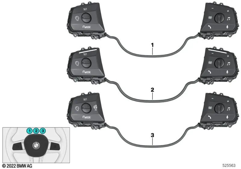 Interrupteur multifonction pour la série BMW 7 G70 (OEM 61315A50912). BMW d'origine.