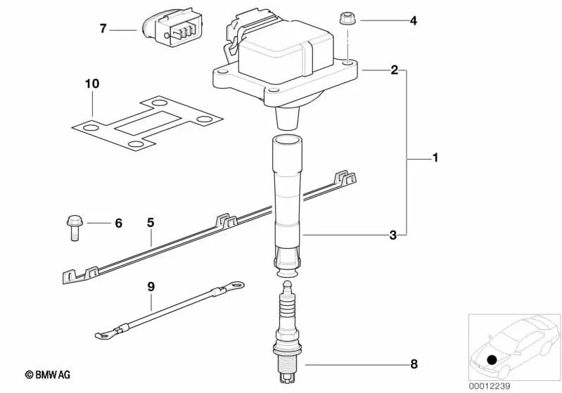 Enchufe de bujía de encendido OEM 12131404308 para BMW Serie 3 E36 M3, Z3 E36 M3.2. Original BMW.