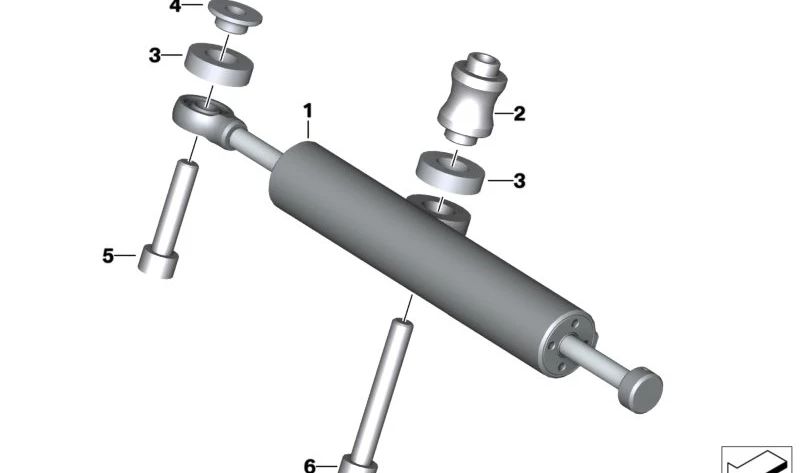 Amortiguador de dirección OEM 32767105557 para motos BMW S 1000 RR, M 1000 RR. Original BMW Motorrad.