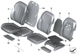 Acolchado asiento deportivo derecho OEM 52107400136 para BMW X5 F15, X6 F16. Original BMW.