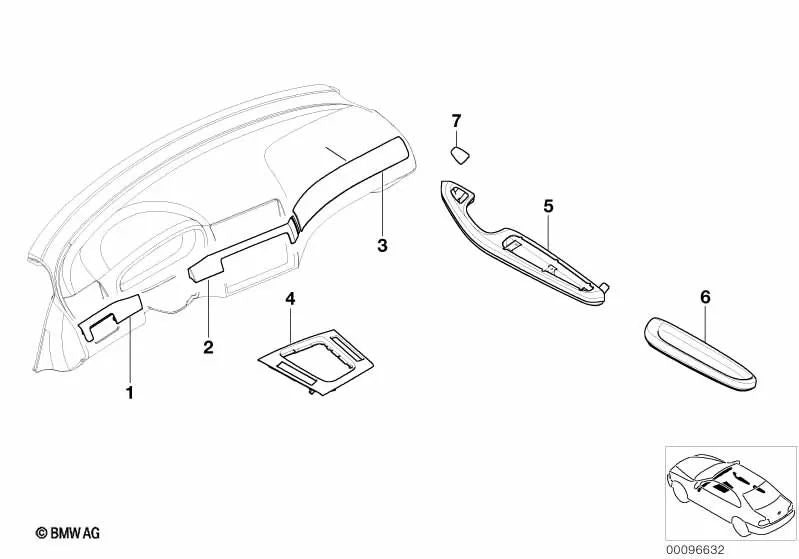 Niedrigerer Speicherfach für BMW E46 (OEM 51167052071). Original BMW.