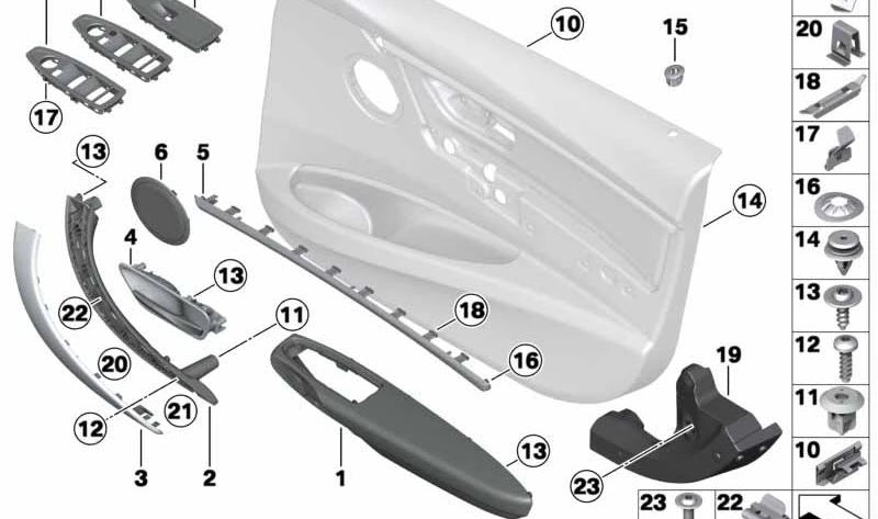 Embellatore interno interno destro OEM 51417393490 per la serie BMW 3 (F30, F31, F35). BMW originale
