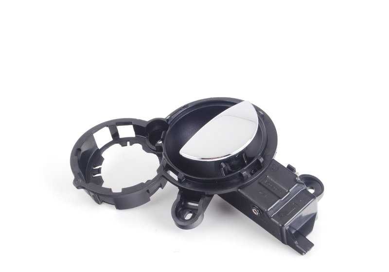 Maneta abrepuerta interior izquierda cromada OEM 51417115341 para MINI R50, R53, Cabrio R52. Original MINI.