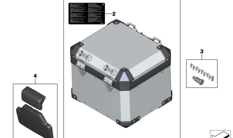 Rótulo indicador para maleta/topcase OEM 71215A75BC9 para motos BMW R1250GS, F850GS, F900XR, C400GT… y más. Original BMW Motorrad.