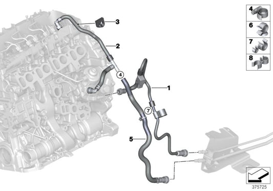 Tubo de alimentación de combustible OEM 13538514092 para BMW F20, F21, F22, F23, F30, F31, F32, F33, F34, F36. Original BMW.