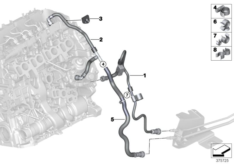 Tubería de alimentación de combustible OEM 13538575467 para BMW F10, F11. Original BMW.