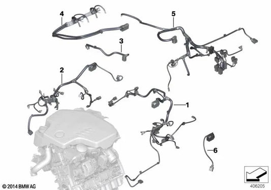 Chicote elétrico do motor para BMW F22, F23, F30, F31, F34, F35, F32, F33, F36 (OEM 12537634059). BMW original