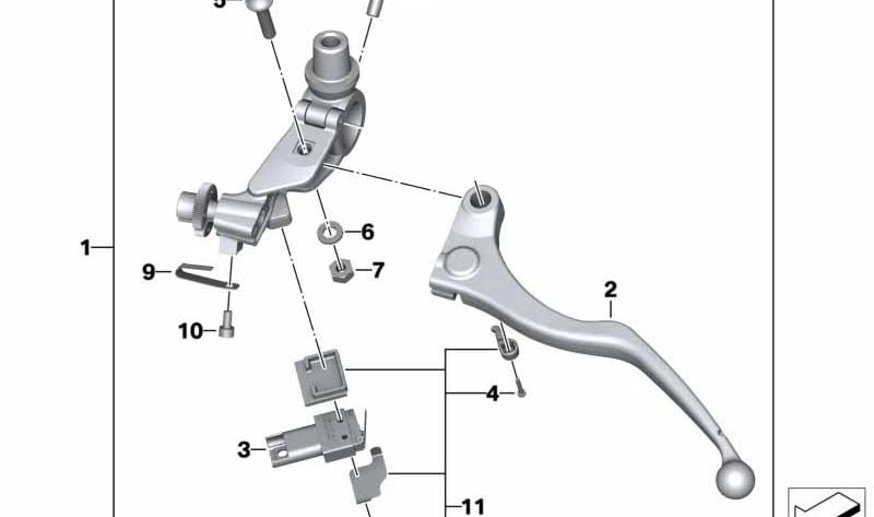 Brazo de mando con placa intermedia OEM 32728561398 para BMW S 1000 XR (K49). Original BMW Motorrad.