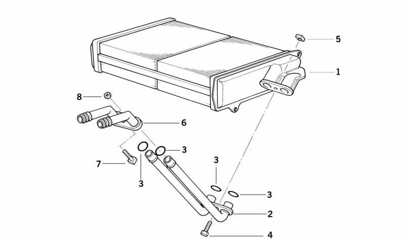 Radiador de calefacción OEM 64118390435 para BMW E36 (316i, 318i, 320i, 323i, 325i, 328i, M3). Original BMW.