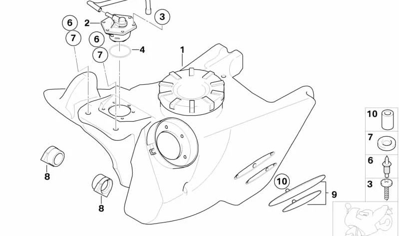 Tanque de combustível OEM 16112346380 Para motocicletas BMW F 650 Gs, F 650 Gs Dakar, G 650 gs. BMW Motorrad original.