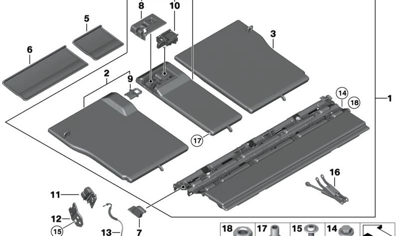 Tapa exterior parasol OEM 51477249739 para BMW Serie 5 GT F07 (modelos 520d, 530d, 535d, xDrive). Pieza original BMW.