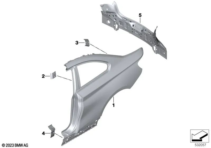 Chapa de refuerzo faldón izquierdo OEM 41217374409 para BMW Serie 2 F22, F87 M2... y más. Original BMW.
