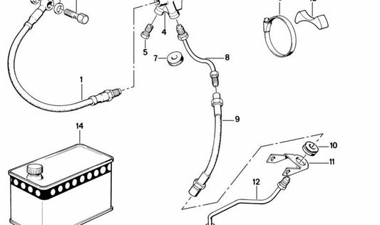Mangueira de freio OEM 34321457908 para BMW (Modelos compatíveis: E30, E32, E34, E36, E38, E39, E46, E60, E61, Z3, Z4). BMW originais.