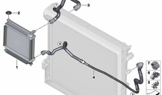 Retentor de mangueira duplo para BMW G01, G01N, G02, G02N (OEM 17127536509). BMW original