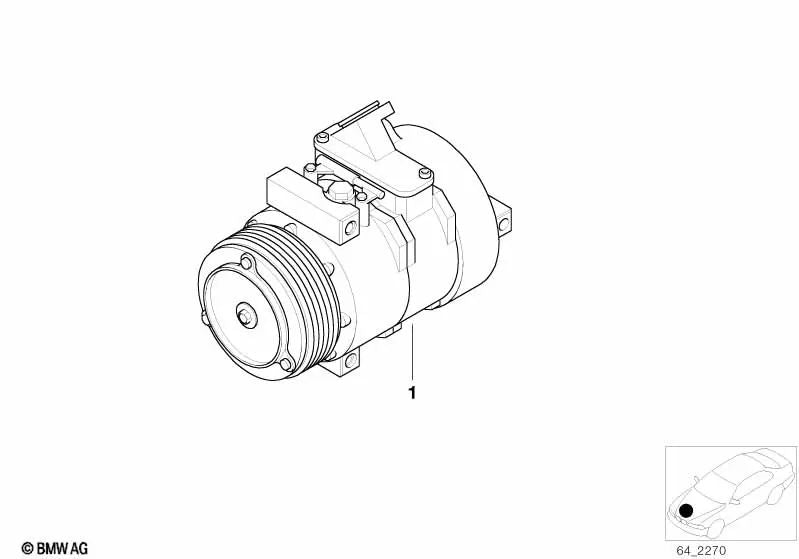 Compressore di aria condizionata per BMW X5 E53 (OEM 64526918000). BMW originale.
