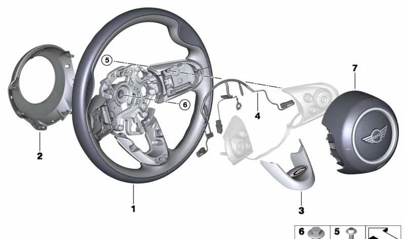 Volante deportivo de cuero OEM 32306996048 para MINI F56, F55, Clubman F54, Cabrio F57, Countryman F60... y más. Original MINI.
