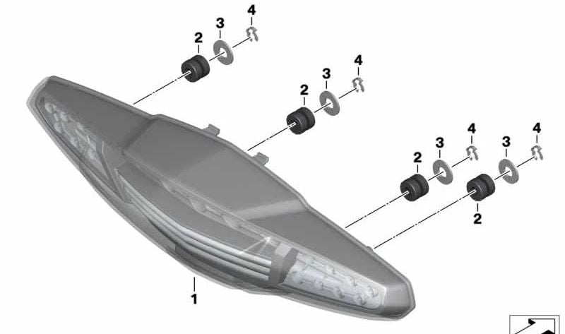 Combinazione di fanali posteriori a LED OEM 63218525446 per motociclette BMW K1600GT, K1600GTL, C650GT. BMW Motorrad originale.