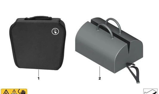 Bolsa para cable de carga OEM 61445A1D0A8 para BMW {X5 G05, X6 G06, X7 G07, iX3 G08, i4 G26, i7 G70, iX I20, Serie 3 G20/G21 PHEV}. Original BMW.